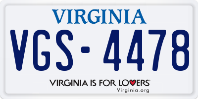 VA license plate VGS4478