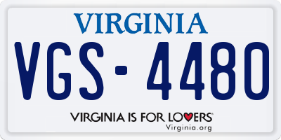 VA license plate VGS4480
