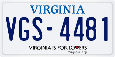 VA license plate VGS4481