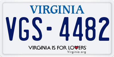VA license plate VGS4482