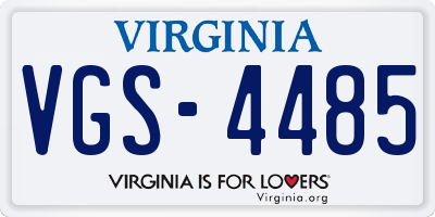VA license plate VGS4485