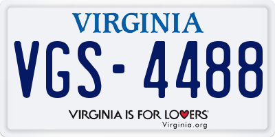 VA license plate VGS4488