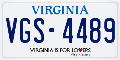 VA license plate VGS4489