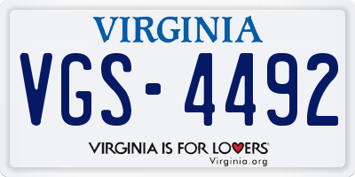 VA license plate VGS4492