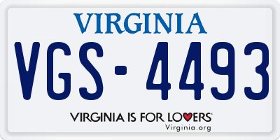 VA license plate VGS4493