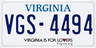 VA license plate VGS4494