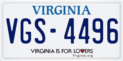 VA license plate VGS4496