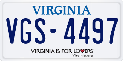 VA license plate VGS4497