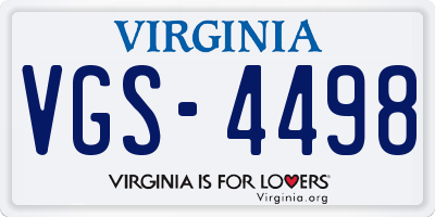 VA license plate VGS4498