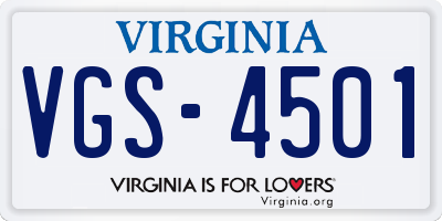VA license plate VGS4501