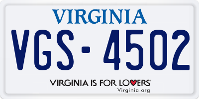 VA license plate VGS4502