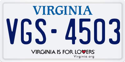 VA license plate VGS4503