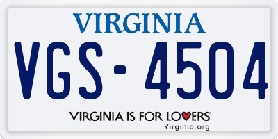 VA license plate VGS4504