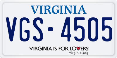VA license plate VGS4505
