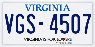 VA license plate VGS4507