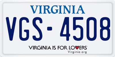 VA license plate VGS4508