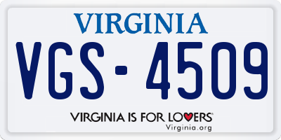 VA license plate VGS4509