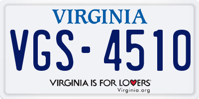VA license plate VGS4510