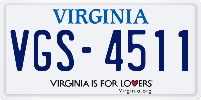 VA license plate VGS4511