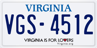 VA license plate VGS4512