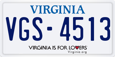 VA license plate VGS4513