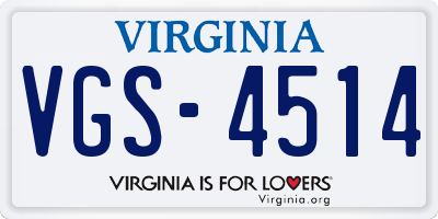 VA license plate VGS4514