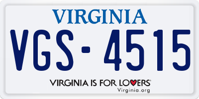 VA license plate VGS4515
