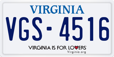 VA license plate VGS4516