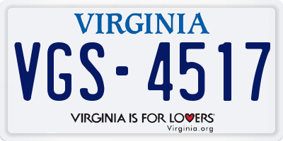 VA license plate VGS4517