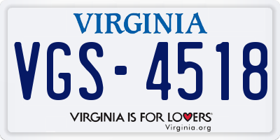 VA license plate VGS4518