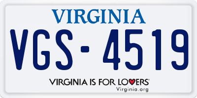 VA license plate VGS4519