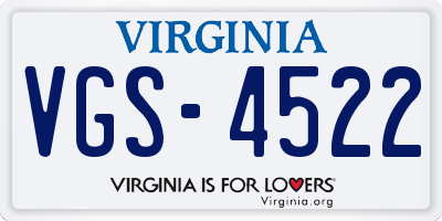 VA license plate VGS4522