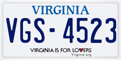 VA license plate VGS4523