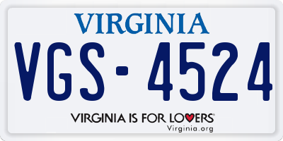 VA license plate VGS4524