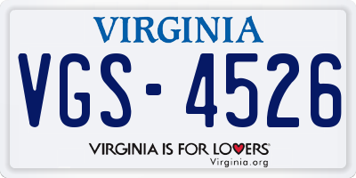 VA license plate VGS4526
