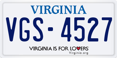 VA license plate VGS4527