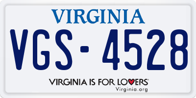 VA license plate VGS4528