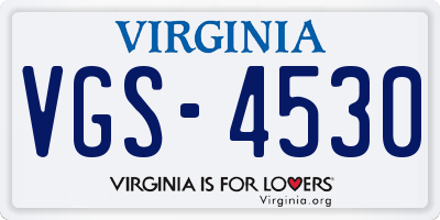 VA license plate VGS4530