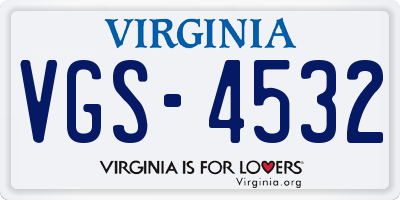 VA license plate VGS4532