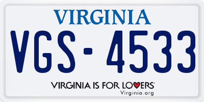 VA license plate VGS4533