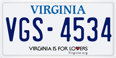 VA license plate VGS4534