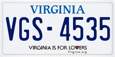 VA license plate VGS4535
