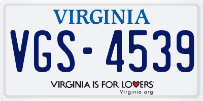 VA license plate VGS4539