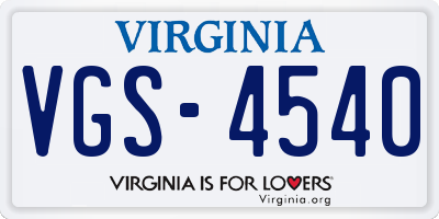 VA license plate VGS4540