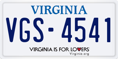 VA license plate VGS4541