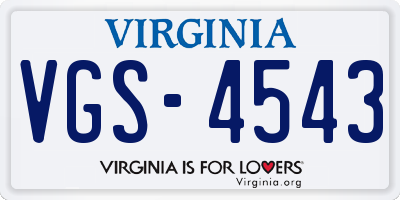 VA license plate VGS4543