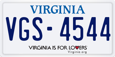 VA license plate VGS4544