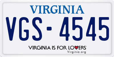 VA license plate VGS4545