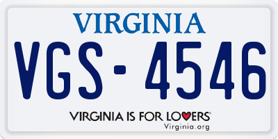 VA license plate VGS4546