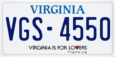 VA license plate VGS4550